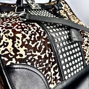 MICHAEL KORS Hamilton Leather, Calf Hair Print Deluxe Designer Bag RARE FIND